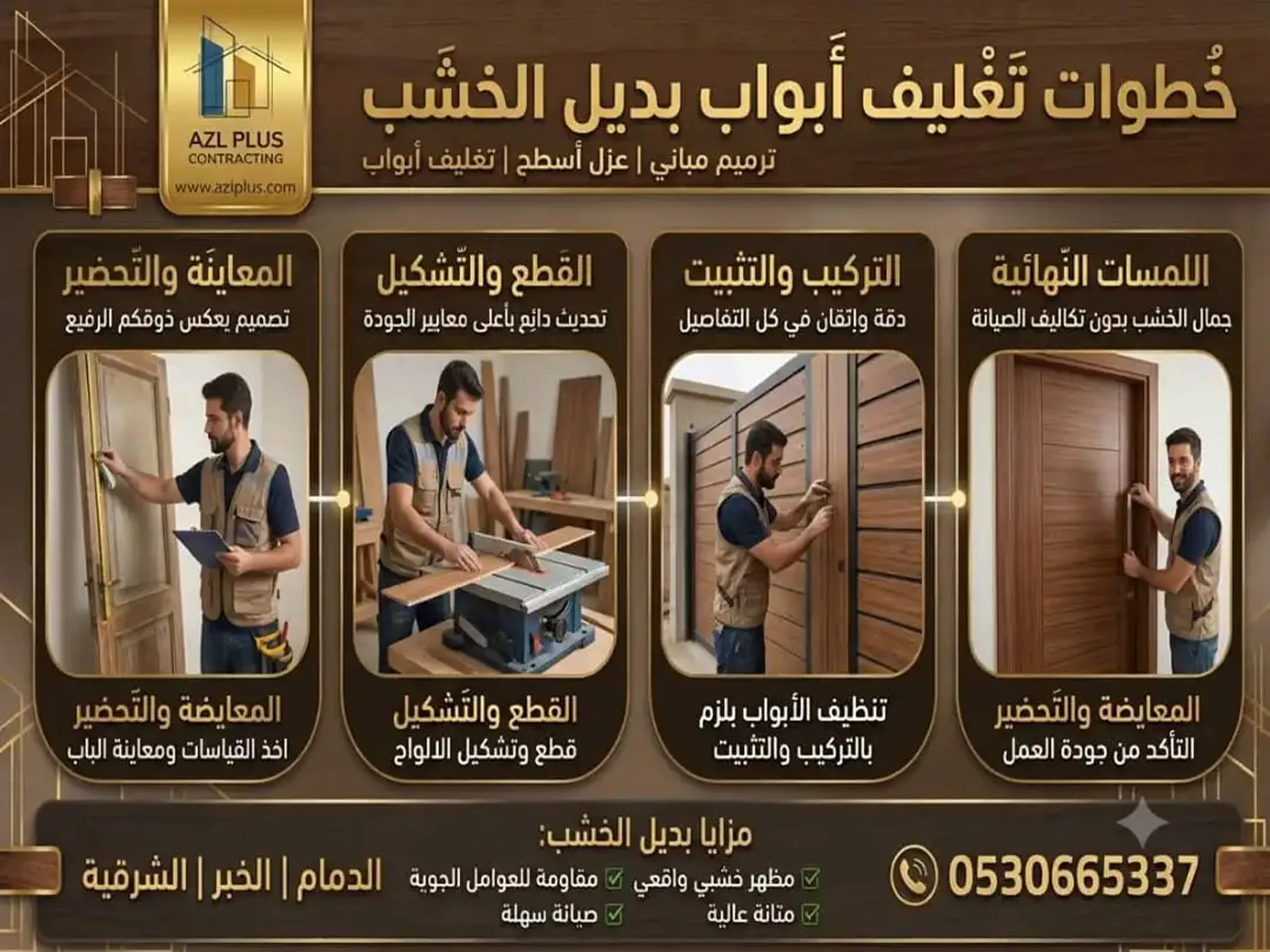 خطوات تغليف أبواب بديل الخشب بالدمام